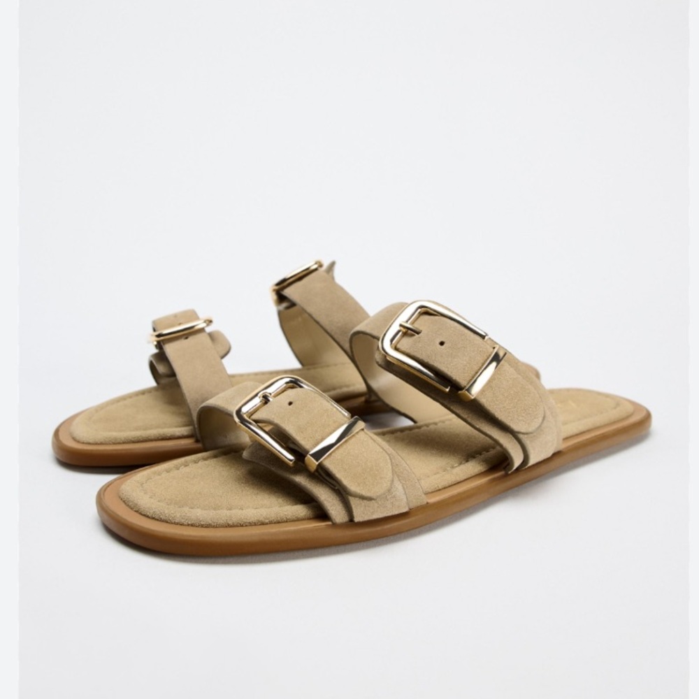 Zara Buckled Suede Sandals 2609/410 - Picture 2 of 4